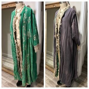 Magnolia Pearl Reversible Green Velvet Embroidered O’Leary Coat